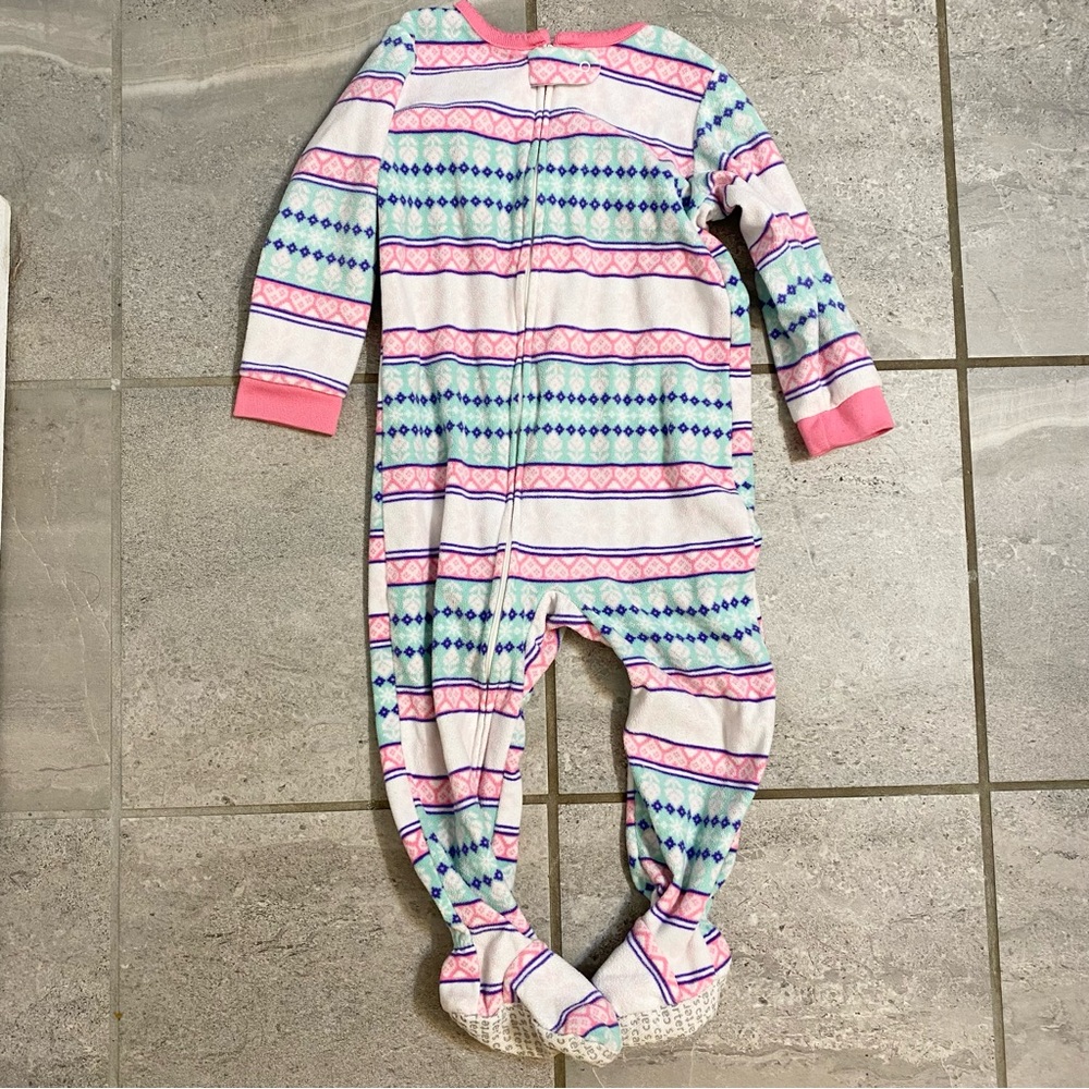 Carters Fleece Footie Pajamas Pink, White, Blue, Purple Nordic Print 2T